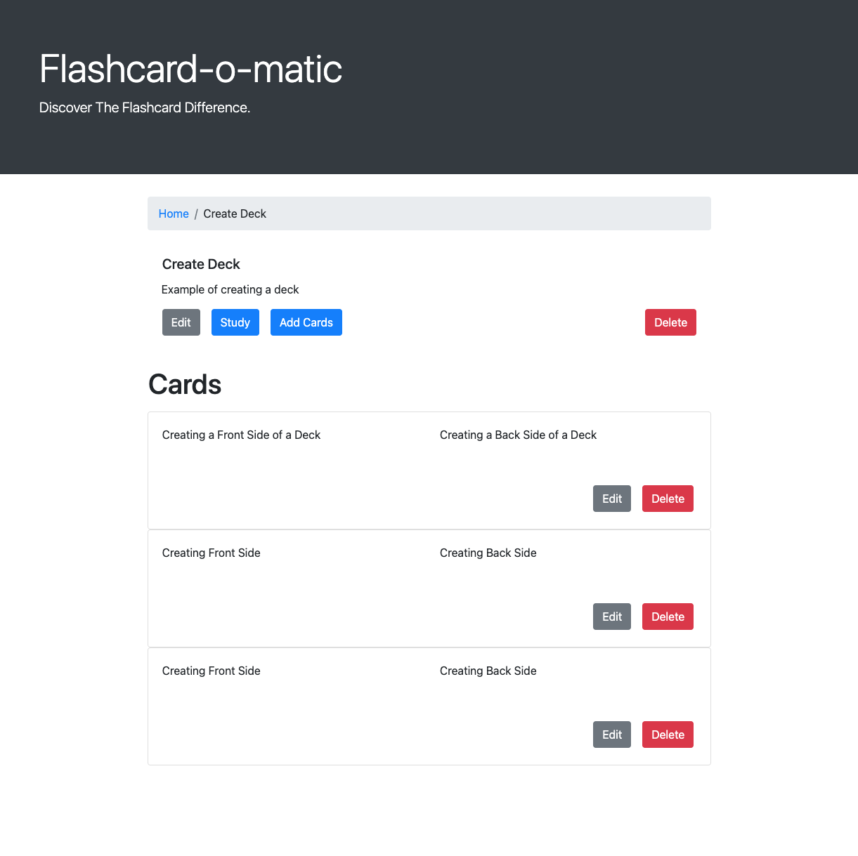 Flashcard Create Cards