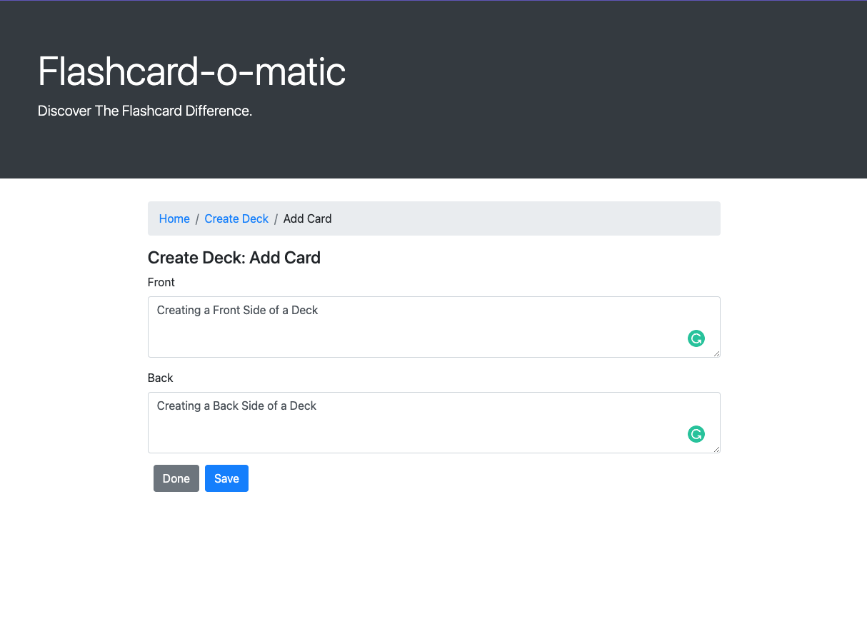 Flashcard Create Deck